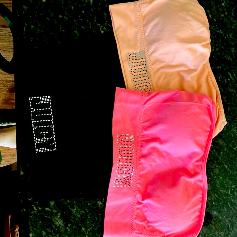 Three Juicy couture strapless bralettes